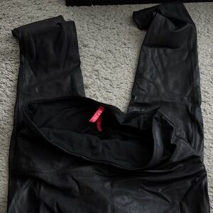 SPANX Faux Leather High-Waist Leggings - Black